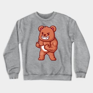 Cute Bear Muscular Cartoon Crewneck Sweatshirt